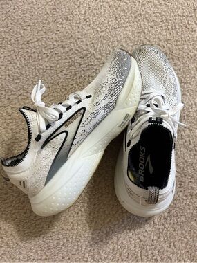 Brooks White and Black Slip-On Athletic Shoe